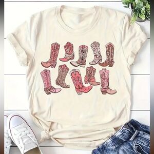 New Nashville Country music festival Western boots graphic tee Sz M